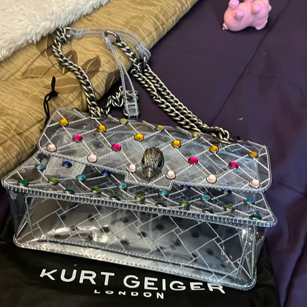 Kurt Geiger clear embellished Kensington bag